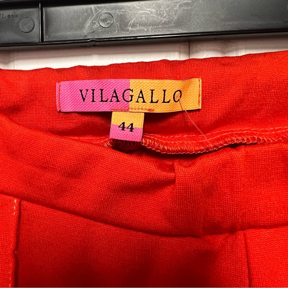 Vilagallo Bright Red/Orange Wide-Leg Cropped Pants – Size 44 (US ~12) - Picture 3 of 5